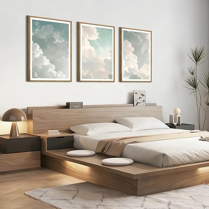 ANHUIB Large Sky Wall Art White Cloud Wall Art Nature Landscape Wall Decor Set of 3 for Living Room Bedroom Dining Room 16x24 Inch