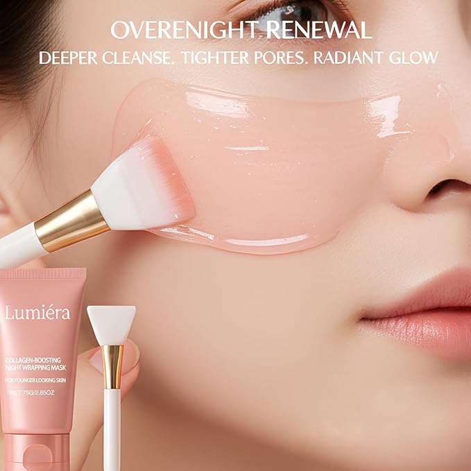Collagen Mask, Mask Collagen Boosting Night Mask, Overnight Collagen Sleeping Face Mask, Brighten Skin Tone & Reduce Wrinkles, Easy Peel off Collagen Night Wrapping Facial Mask