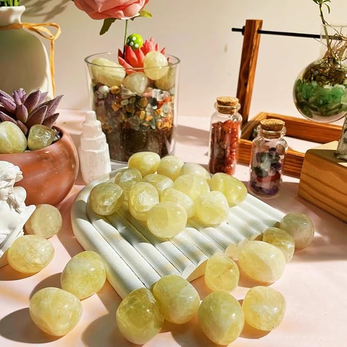 DUQGUHO Citrine Crystals Bulk Natural Irregular Polished Stones Tumbled Crystals Gemstone Rocks for Beginners Gift 200g