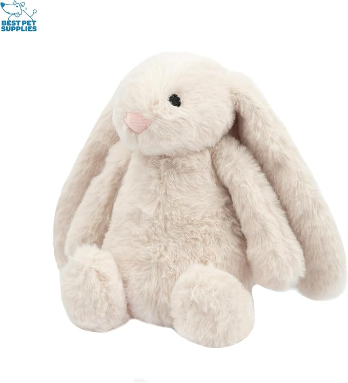 Best Pet Supplies Bunny Buddy Squeaky Plush Dog Toy - Beige, Medium | Soft Plush, Squeaks & Crinkles, Perfect for Moderate Chewers, Toss & Fetch Play, Stress & Anxiety Reliever, Ideal Gift Toy
