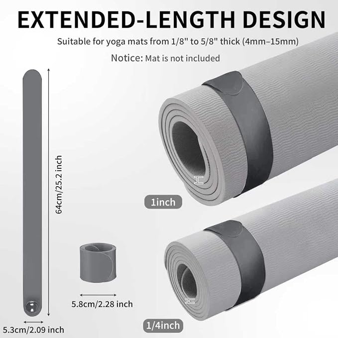 Yoga Mat Carrier Strap, Adjustable Thick Straps Sling for Carrying Large Mats, Stretching Band