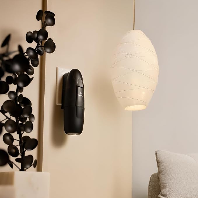 AromaPlan 5 Star Collection Plug in Diffuser (2 Fragrances Included)-Cold Air & Waterless Diffusers for Home & Office- Silent Wall Diffuser Plug in, Bluetooth App Control, 500 sq. ft (Black)