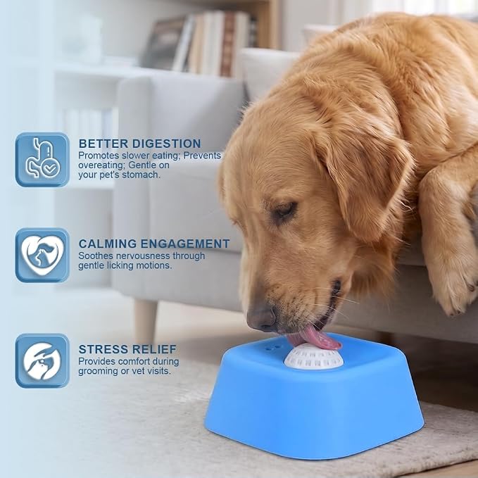 Aolso Slow Feeder Dog Bowl with Rolling Ball, Liquid Treat Lick Bowl