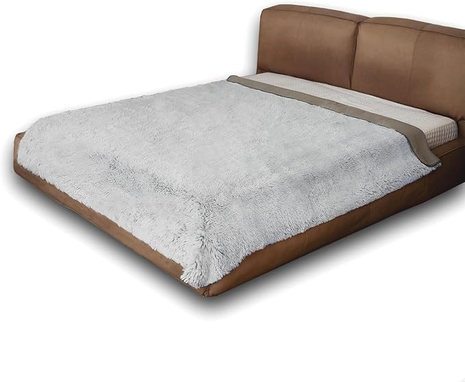 Dogs/Cats Bed Mats, Dog Pad Washable Removable Couch Cover with Anti-Slip Back, Plush Long Fur Mat, Perfect for Small, Medium and Large Dogs.(Magic Gray, 82"x102")