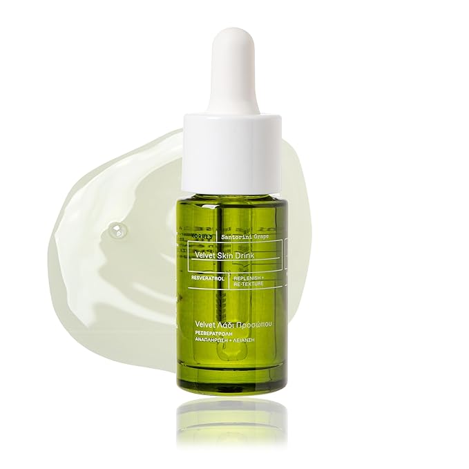 KORRES Santorini Grape Velvet Skin Drink, Hydrating Serum with Resveratrol, Grape Extract & Grape Seed Oil, Antioxidant Face Oil for Smooth, Replenished Skin, 0.5 fl oz
