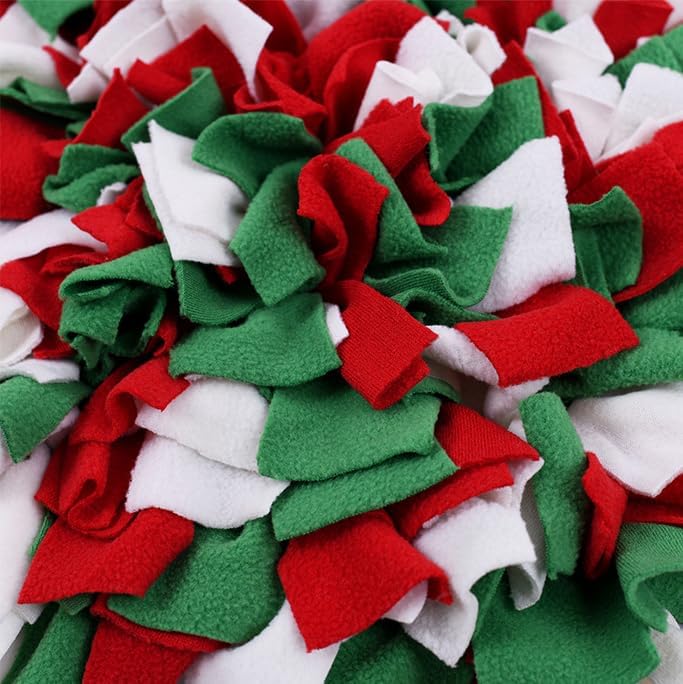 Vedem Small Animal Snuffle Mat Fleece Foraging Mats Interactive Feeding Toy Rabbit Guinea Pig Rat Hamster Anti Slip Treat Dispenser (Green/Red/White)