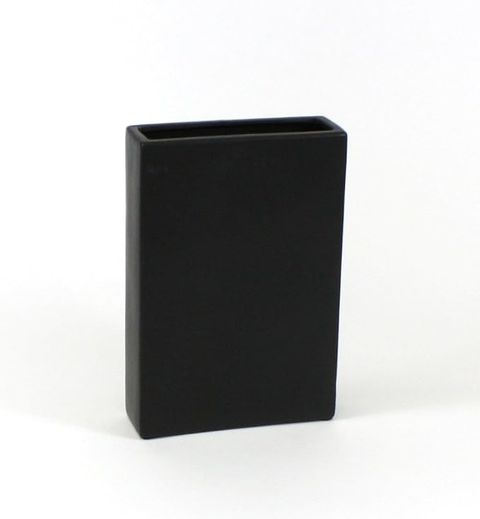 WGV Rectangle Block Ceramic Vase 8" x 2.5" x 12"H Black Tall Narrow Planter Terrarium Floral Centerpiece for Wedding Event Home Decor 1 Piece