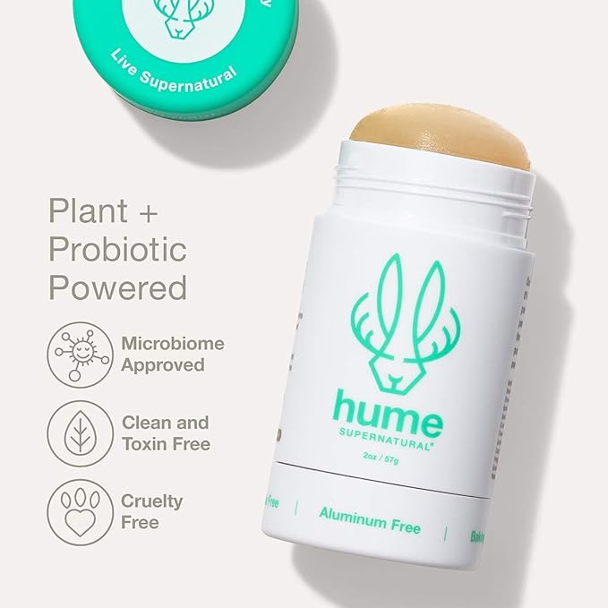Hume Supernatural Roll On Aluminum Free Deodorant for Women & Men - Safe for Sensitive Skin - Probiotic and Plant-Based - Long-Lasting Moisture Absorbing (Desert Bloom, Out West & Amber Woods)