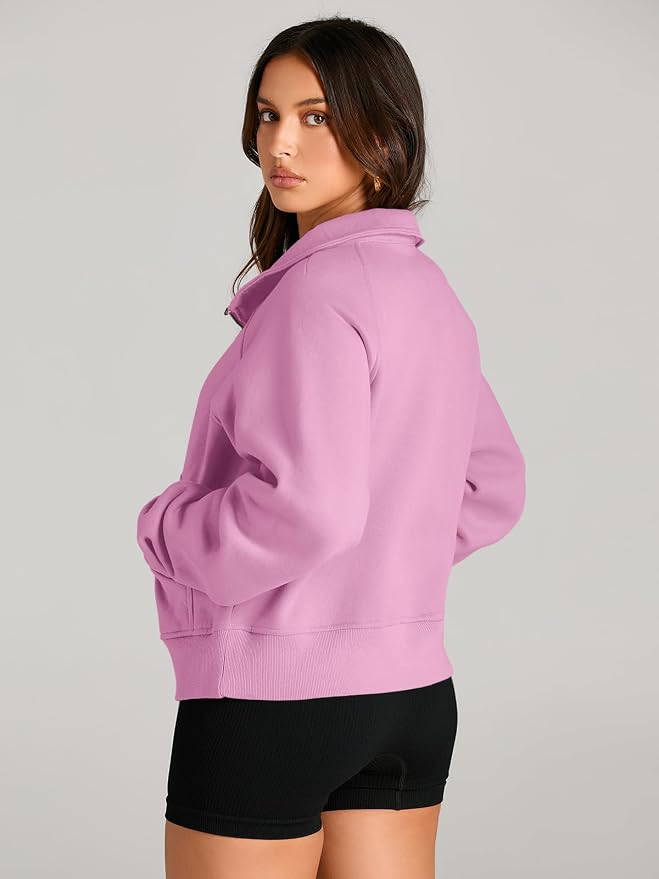 AUTOMET Womens Sweatshirts Half Zip Fleece Pullover Fall Outfits | Fall Fashion Clothes 2026,Cropped Sweatshirts,Cute Y2k Tops,Quarter Zipper Sweater,Winter Loungwear Outfits