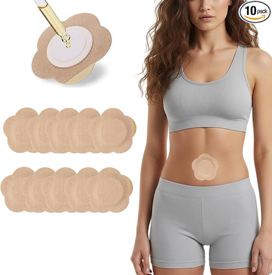 10PCS Castor Oil Patches, Upgraded 3.15" Large Castor Oil Pack Wrap Organic Cotton for Belly Button, Leak-Proof & No Wash Disposable Self Patch, Breathable & Portable for Navel, Joints & Sleep