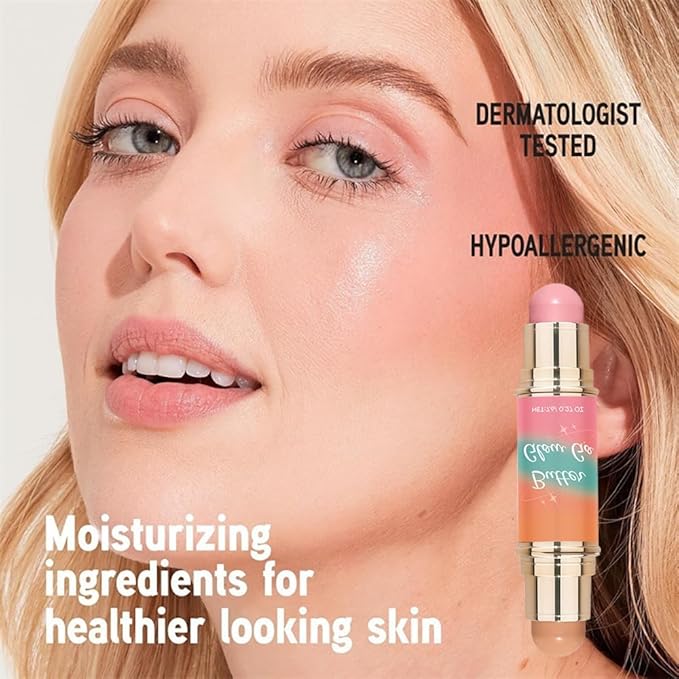 Dual-Ended Blush & Bronzer Stick – 2-in-1 Creamy Contour & Cheek Tint, Hydrating Vegan Multi-Use Makeup for Natural Radiant Finish, Cruelty-Free (Sunkissed Rose)