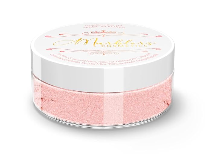 MARBLERS Fine Natural Mica Powder [Pale Pink] 0.11oz (3g) | Highly Pigmented | Non-Toxic, Vegan, Cruelty-Free | Eyeshadow, Body Butter, Nail Polish, Nail Art | Party, Body, Face Makeup