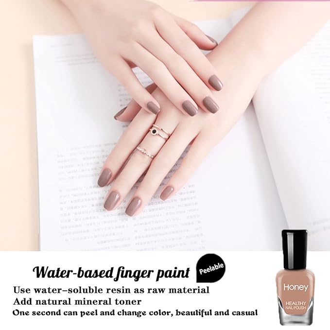 Non Toxic Nail Polish Set, Easy Peel Off and Fast Dry Nail Polish Set for Pack, Eco Friendly and Organic Water Based Nail Polish for Women,Teens(12 Bottles, 5ML)