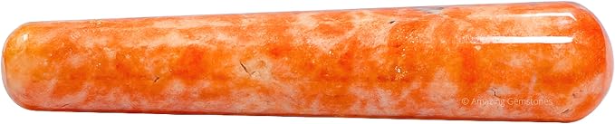 Amazing Gemstone Sunstone Crystal Wand Massage Stick - Pelvic Wand Gua Sha for Adults - Crystals and Healing Stones Massage Wands for Adults Gifts (Smooth)