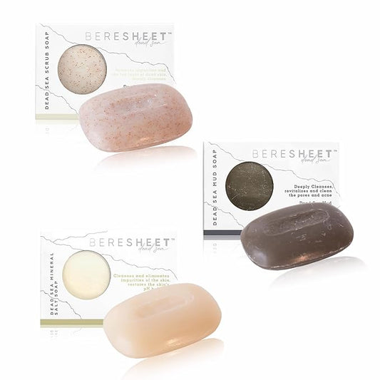Mineral Salt Soap Bar Tri-Set – Natural Exfoliating & Hydrating Cleanser for Face & Body – Enriched with Magnesium, Potassium & Calcium – Gentle Daily Skincare (3 × 90g)