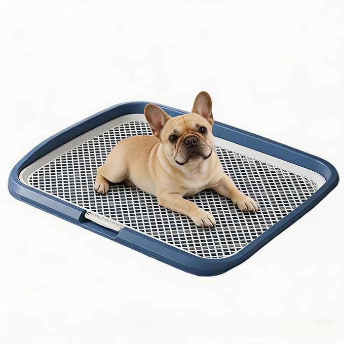 Dog Potty Tray with Guide Pillar, 25.6"x19.7" Large Indoor Pet Pee Pad Holder, Heavy Duty Dog Litter Box, Removable & Washable Puppy Training Toilet for Housebreaking Supplies (navyblue)