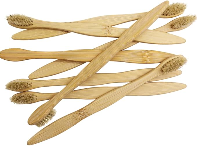 N-amboo Bamboo Toothbrush Boar Bristles 100% Biodegradable and Natural 8 Pieces of One Pack