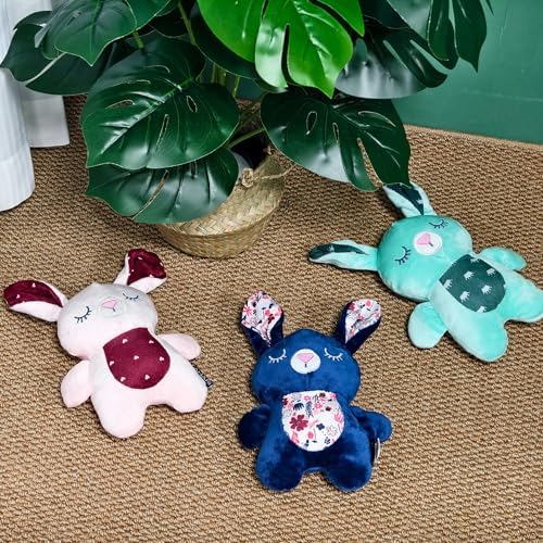 10.24 Inch Blue Bunny Squeaky Dog Toy, Soft Plush Chew Toy for Puppy Teething, Indoor Outdoor Interactive Toy for All Dog Sizes