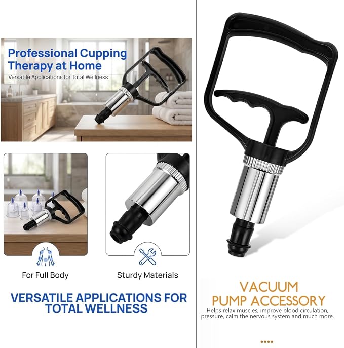 Cupping Pump Hand Vacuum Pump Replacement Strong Suction Manual Pressure Cupping Tool for Muscles, Physical Therapy