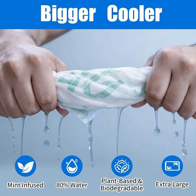 50 Pack Cooling Wipes Cooling Towels for Neck and Face Cool Towel Neck Wraps, Ice Towel, for Yoga,Sport,Running,Gym,Workout,Camping,Fitness,Workout & More Activities Camping in Hot Weather (Green)