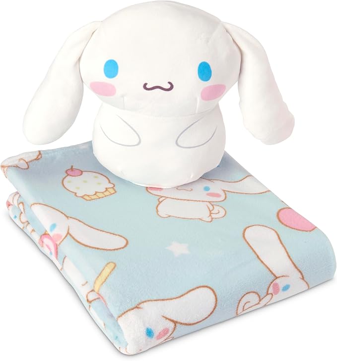 Northwest Cinnamoroll Sweet Treat Cinnamaroll Hugger Pillow & Silk Touch Throw Blanket Set, Stuffed Animal, 50x60 inches and 11 inch Plushie