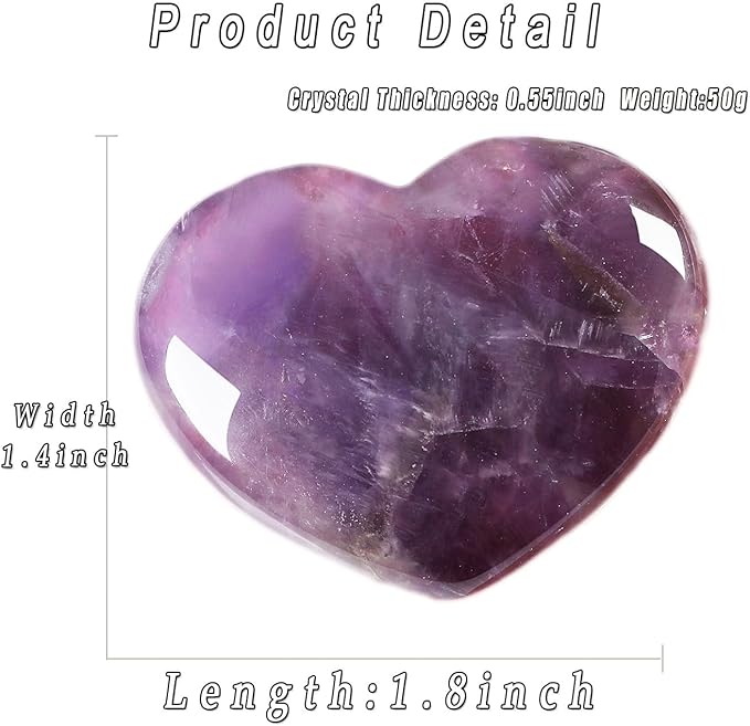 MAIBAOTA 45 mm Amethyst Crystal Rock Large Heart Stone Healing Crystals Gifts for Women Natural Reiki Gemstone Polished Heart Shaped Rocks Meditation