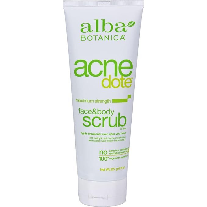 Alba Botanica Natural Acnedote Face & Body Scrub, 8 Fl Oz