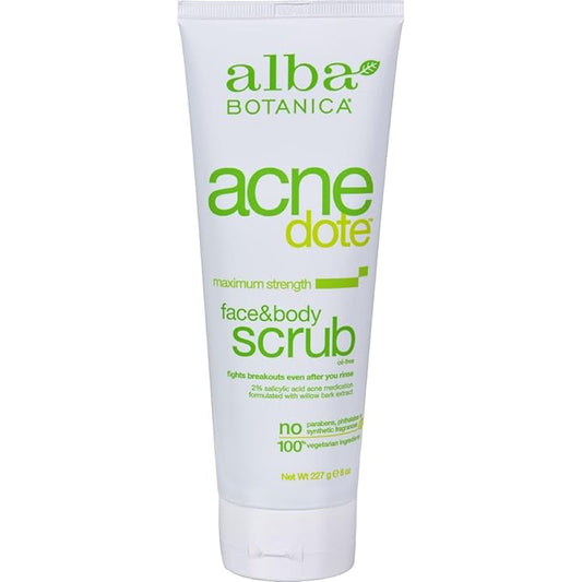 Alba Botanica Natural Acnedote Face & Body Scrub, 8 Fl Oz