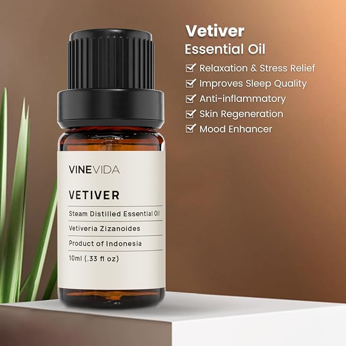 VINEVIDA Vetiver Essential Oil 10 mL - Undiluted Candle Scent DIY Scents for Candlemaking Soap Making