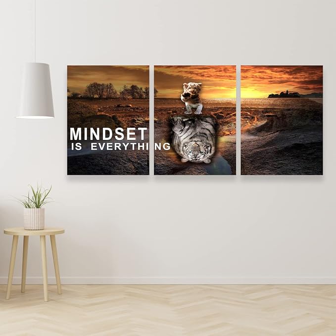 3 Pieces Inspirational Wall Art Motivational Quotes Wall Decor Office Painting Picture Poster Print Artwork Motivational Canvas Wall Art Framed for Living Room Bedroom(48" W x 24''H)