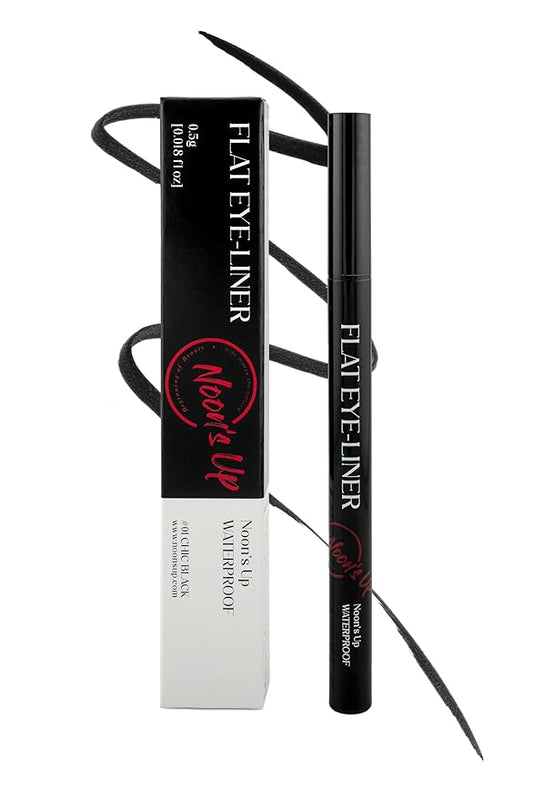 NOON'S UP Flat Eye-Liner - Waterproof Liquid Eyeliner Pen | Ultra-Slim & Bold Black Eyeliner | Quick-Dry & Waterproof Liquid Liner | Long Wear & No Smudge | Look-Defining Black Pen (0.017 Fl. Oz.)