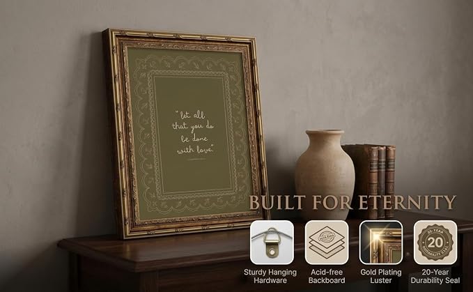 Framed Inspirational Bible Verse Wall Art Print “Let All That You Do Be Done with Love” Scripture Quote Picture with Vintage Christian Wall Decor for Living Room Bedroom Office 16x24 Inches