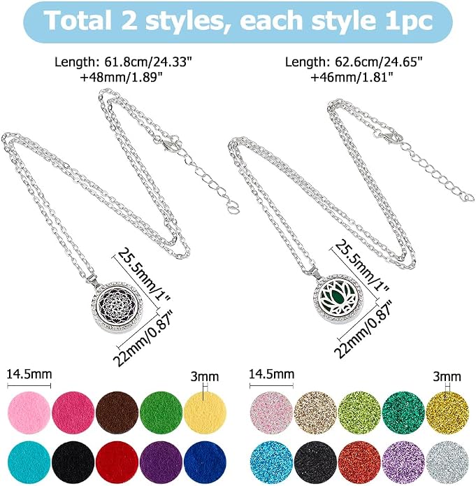 Aromatherapy Essential Oil Diffuser Necklace Diffuser Stainless Steel Oil Pendant Aromatherapy Bottle Locket Necklaces Gift for Woman Men