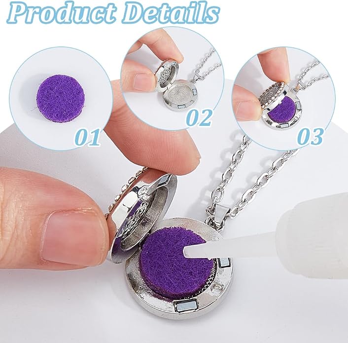 Aromatherapy Essential Oil Diffuser Necklace Diffuser Stainless Steel Oil Pendant Aromatherapy Bottle Locket Necklaces Gift for Woman Men