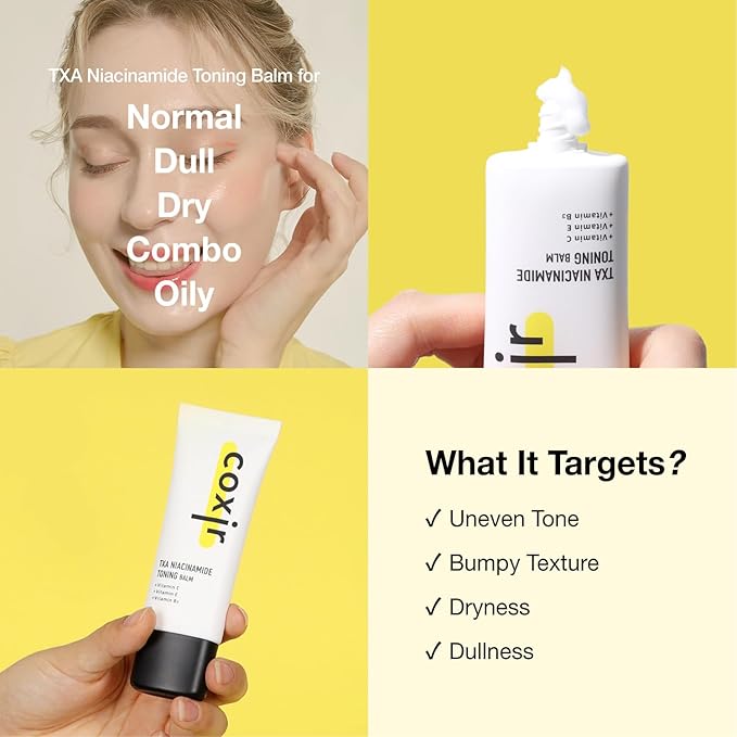 coxir TXA Niacinamide Toning Balm –4% Niacinamide+3% Tranexamic Acid | Clinically Tested, No Irritation |Uneven Tone Care | Mild Deep Hydration Cream with Squalane | Korean Skincare 40ml1.35 fl.oz]
