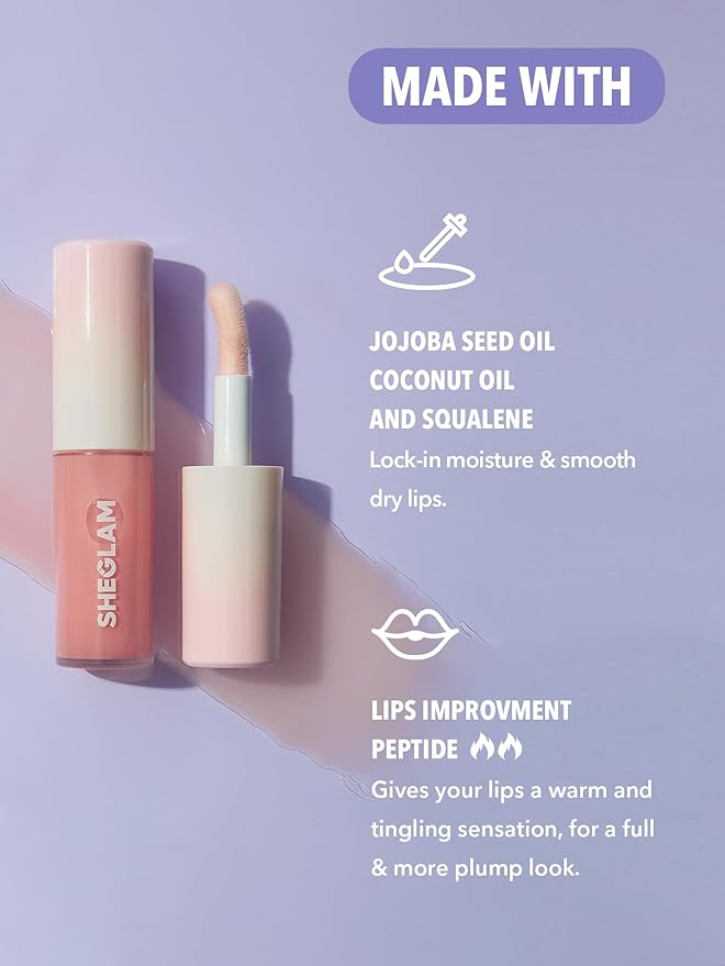 SHEGLAM Hot Goss Plumping Lip Gloss Instant Volumising High Shine Finish Moisturizing Lip Plumper Gloss Reduce Lip Fine Lines Non-Sticky-Oh Em Gee