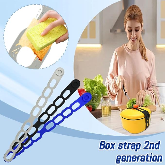 21.5in Reusable Silicone Latch Strap - Universal Slow Cooker Lid Holder & Strap for Transport, Heavy Duty Elastic Tie for Bento Box, Yoga Mat & Luggage, BPA-Free (Blue-1PCS)