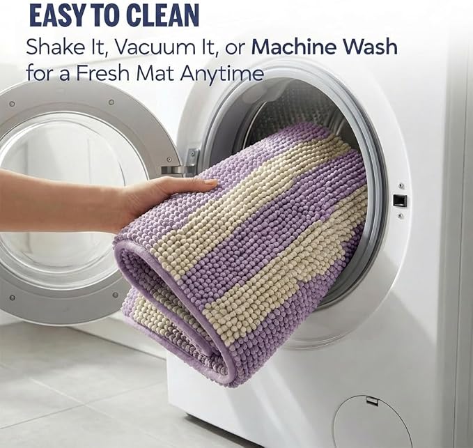 Muddy Mat® Super Absorbent Loop-Thread Chenille Dog Door Mat for Muddy Paws – Non-Slip, Machine Washable Indoor Entry Rug, Quick-Dry Pet Mat for Entryway – Lavender Sand 19"x30"