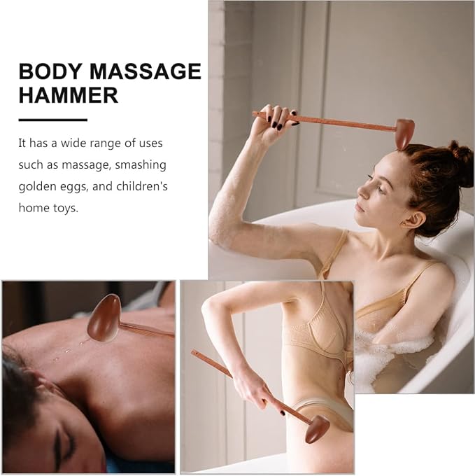 2 Pack Wooden Massage Hammers Body Massage Hammer Tools for Muscle Relief Blood Circulation Foot Relaxation and Trigger Point Therapy 16.53 in Length