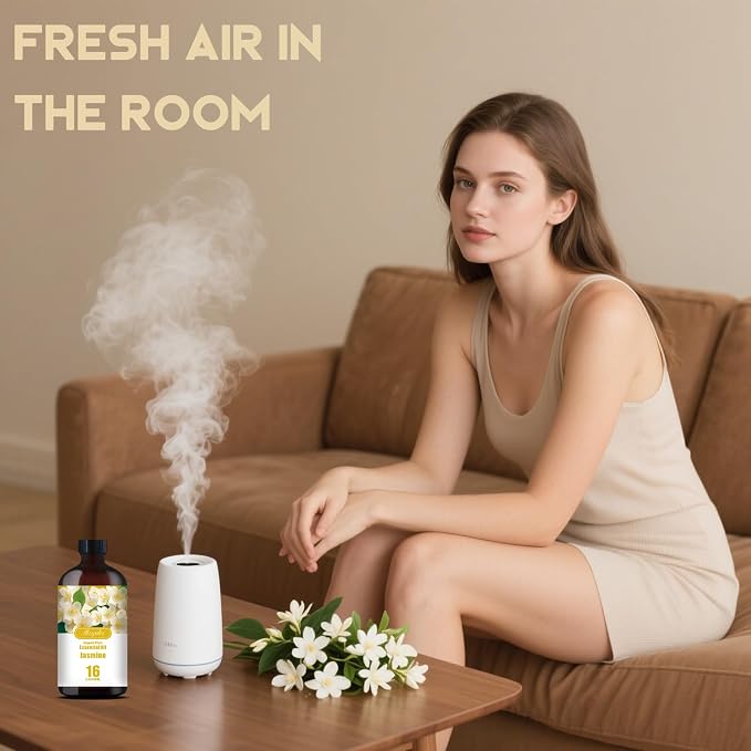 Jasmine Essential Oil, Jasmine Oil for Romance, Diffuser, Humidifier, Massage, DIY Candle, Soap, Skin Care, Yoga, Gift Ready, Jasmine Fragrance Oil - MLYNKL Essential Oils (16.33 fl oz / 490ml)