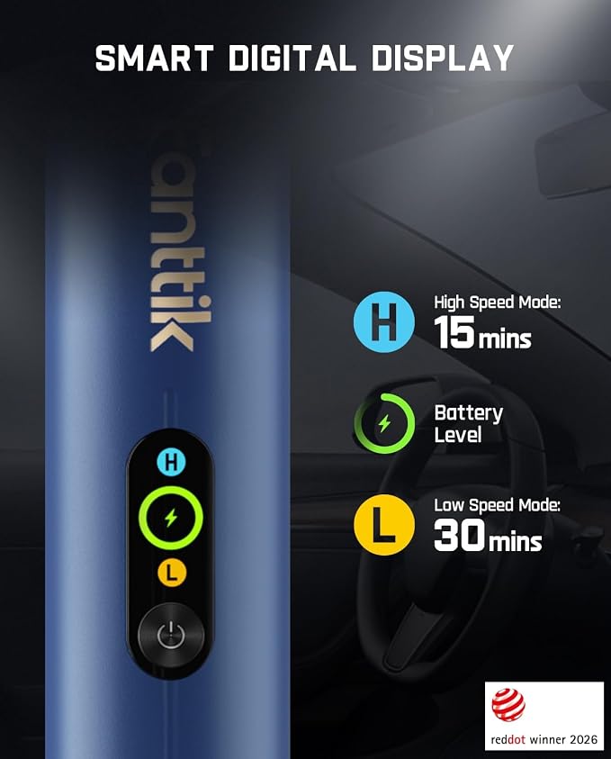 Fanttik Slim V10 APEX Cordless Car Vacuum, 4-in-1 Portable Mini Handheld Vac, Upgraded Smart Digital Display, 19kPa Suction Power, 2 Suction Modes for Small Jobs, Car, Office Desk, Keyboards (Blue)