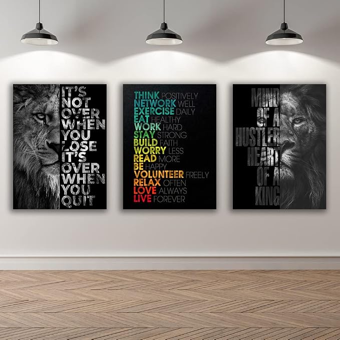 Motivational Canvas Painting Wall Art Execution Grind Hustle Inspirational Wall Art Success Entrepreneur Poster Positive Quotes Wall Poster Framed for Home Office Wall Decor[60''Wx 28''H]