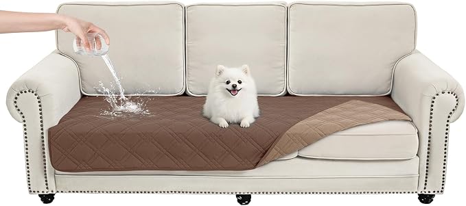 100% Waterproof Dog Bed Cover Pet Blanket,Dark Brown+Taupe 35"x71" | ,7-Layer Reversible Couch Covers for Dogs Met for Sofa Furniture Car Camping