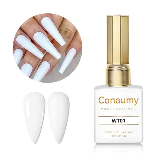 Nail Polish White Gel Nail Polish 1 Pcs 13ml Pure White Gel Polish Easy to Apply Self Levelling Soak Off UV White Nail Polish Gel French Nail Manicure Salon DIY at Home Suitable for Beginners