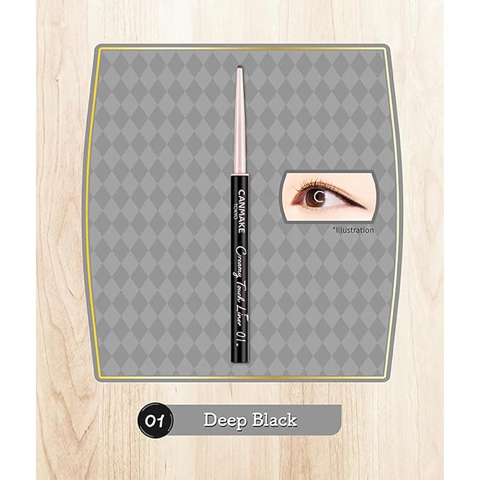 CANMAKE Creamy Touch Liner 1.5mm Slim Eyeliner (0.09 g) (01 Deep Black)