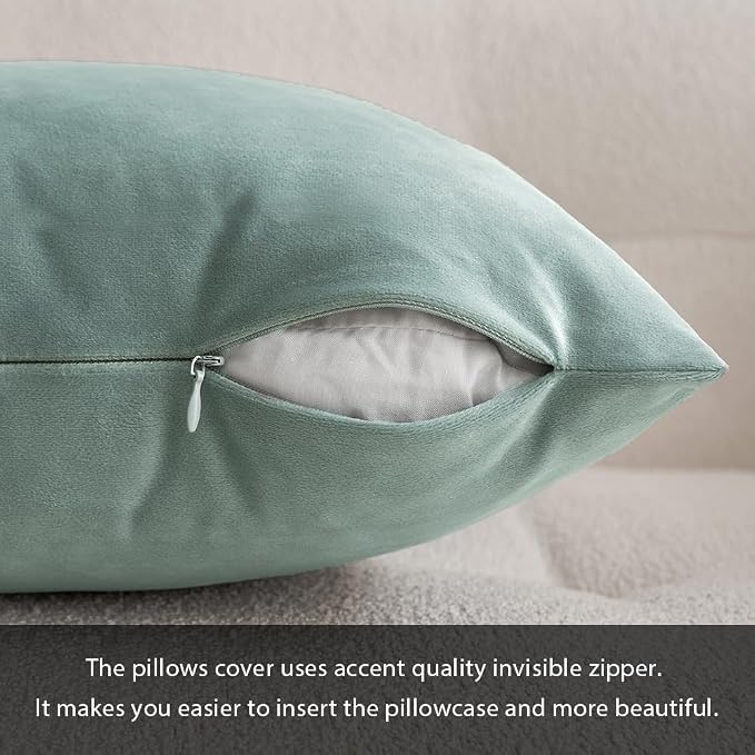 MIULEE 12x20 Inch Lumbar Velvet Throw Pillow Cover Set of 1 Blue Grey | Soft Luxury Decorative Throw Pillow Cover, Single Rectangle Cushion Case, Home Decor for Chair Couch Sofa Bedroom Car Bed
