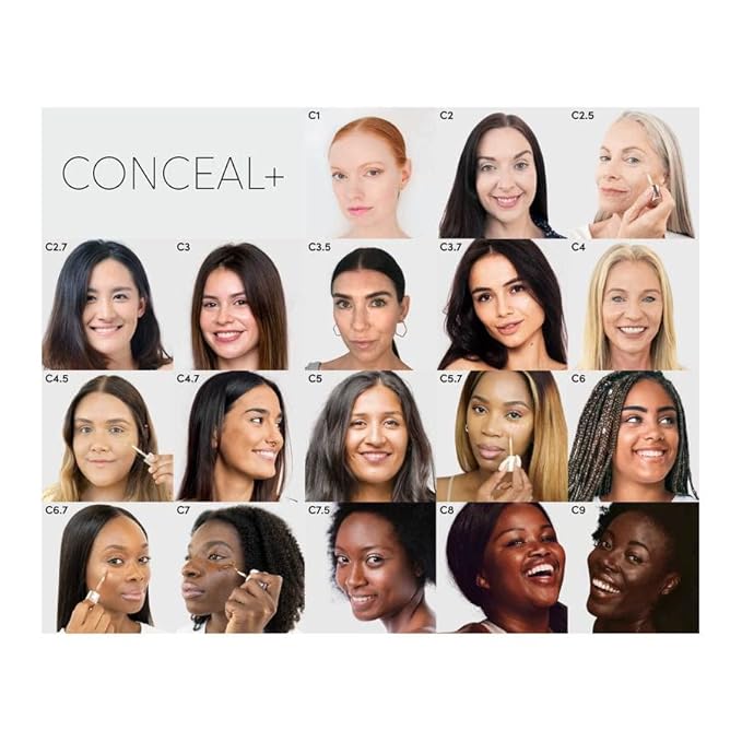 Fitglow Beauty Conceal+ | Vegan Full Coverage Concealer Skincare with Vitamin K + Green Tea | Corrects Dark Circles, Blemishes & Redness | Non-Creasing, Natural Finish | C7.5-6g