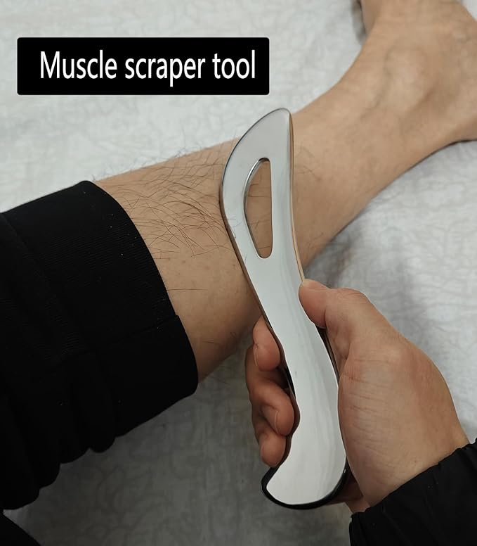 Stainless Steel Muscle Scraper Tool Set, 3-Piece IASTM Physical Therapy Massage Tools for Myofascial Release and Muscle Recovery 14inch Long bar(Double Edge)