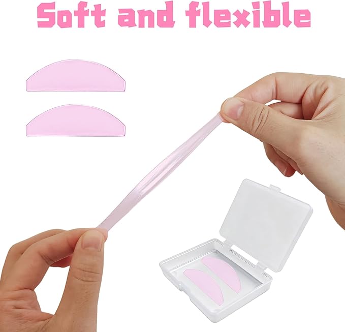 2 Pairs Lash Lift Shields – Washable and Reusable Korean Super Sticky Flat Pads for Eyelash Perm, No.1 Lash Lift Softening Shields for Women Beauty, Pink