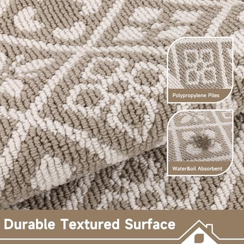 Ileading Indoor Door Mat 2x3ft, Absorbent Muddy Mats for Dogs, Low-Profile Entrance Welcome Mat with Non-Slip Rubber Backing, Washable Runner Carpet for Hallway,Entryway,Kitchen (Beige)